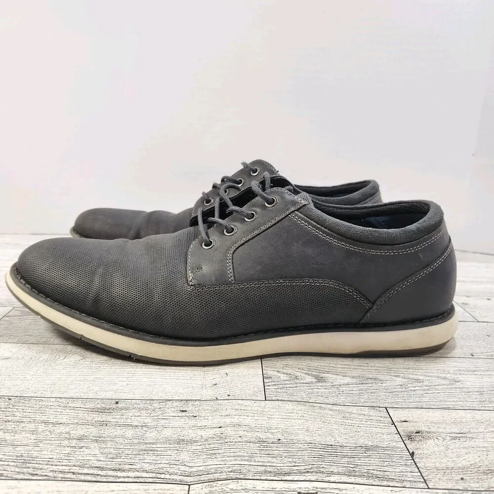 Aldo Mens Dark Gray Textured Fabric Leather Oxford Derby Shoes Size 10.5